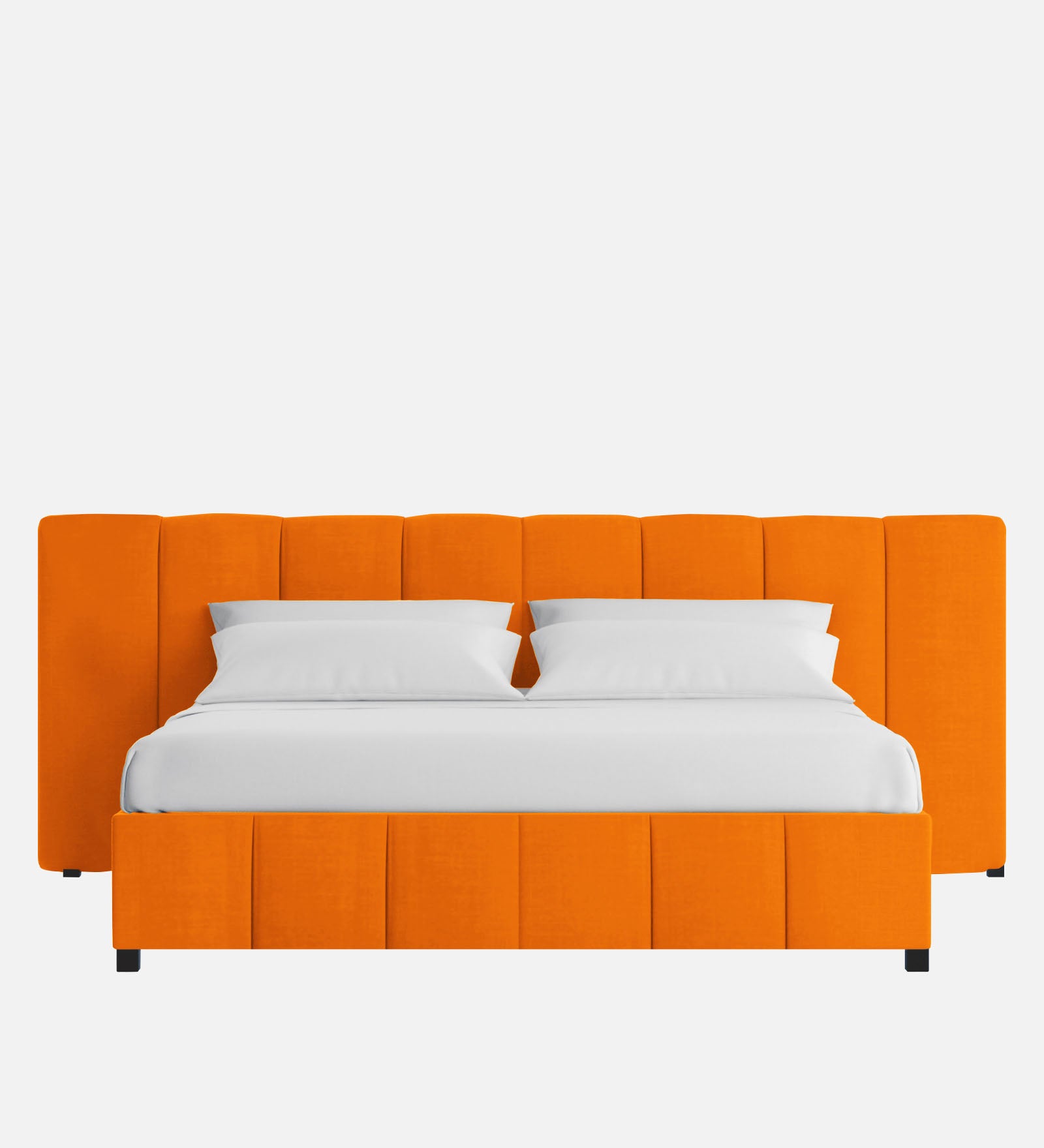 Nora Fabric Queen Size Bed In Vivid Orange Colour