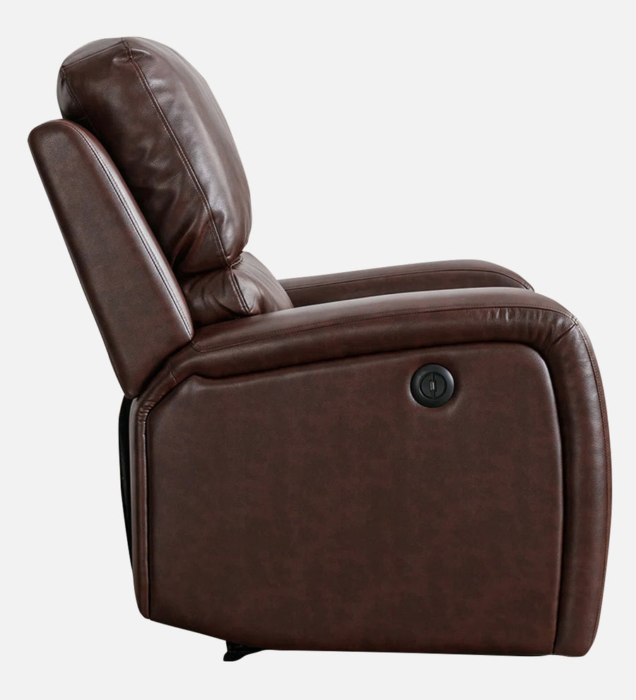 Mason Leatherette 1 Seater Motorized Recliner In Dark Brown Faux Leather Finish - Febonic Living