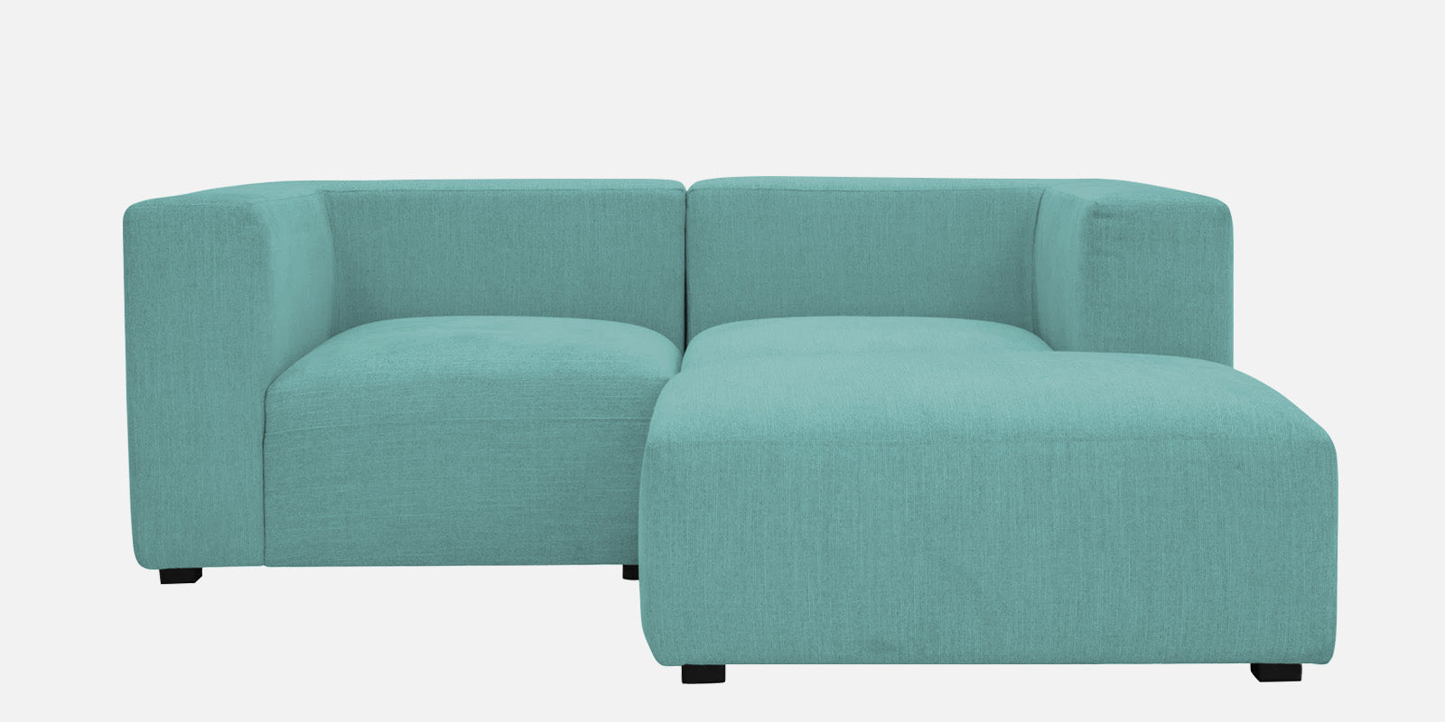 Dora Velvet LHS Sectional Sofa (2+Ottoman) In Barmunda Aqua Colour