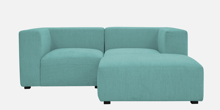 Dora Velvet Lhs Sectional Sofa 2 Ottoman Lounger In Barmunda Aqua Colour - Febonic Living
