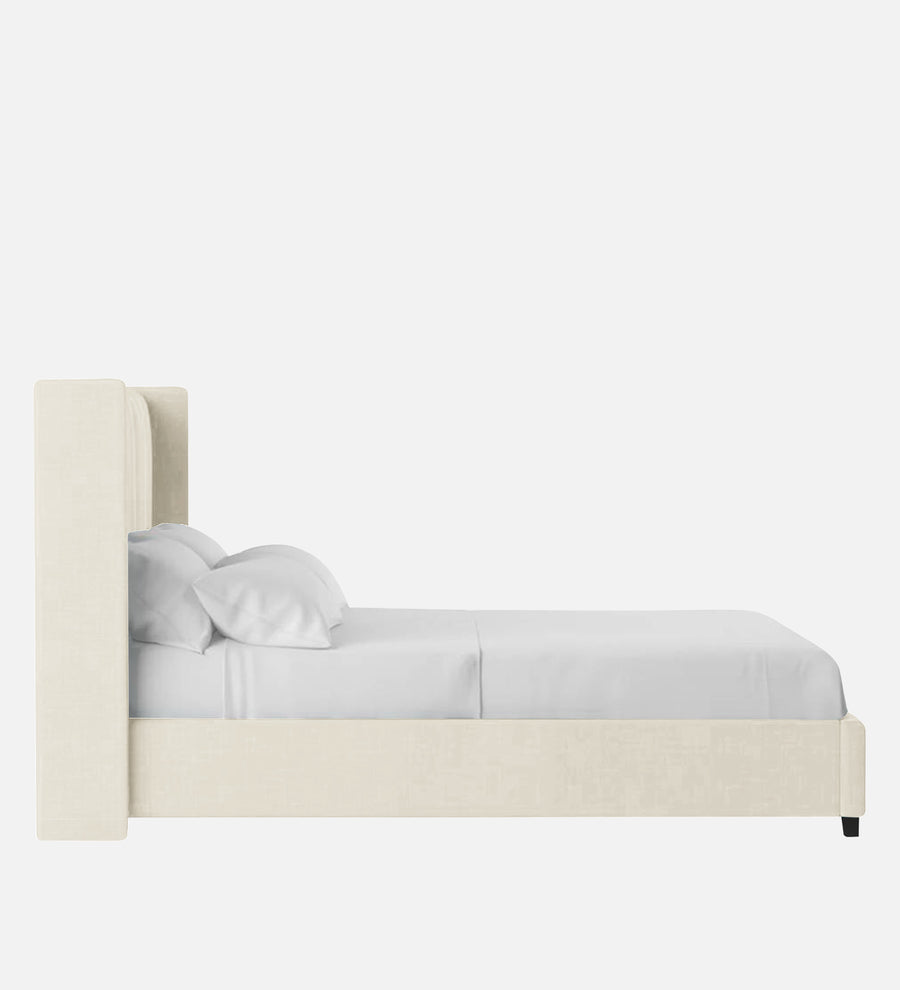 Colina Fabric Upholstered Queen Size Bed In Ivory Cream Colour With Box Storage - Febonic Living