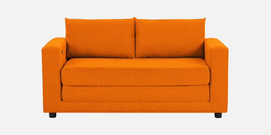 Roman Fabric 3 Seater Foldable Sofa Cum Bed In Vivid Orange Colour With Usb Port - Febonic Living