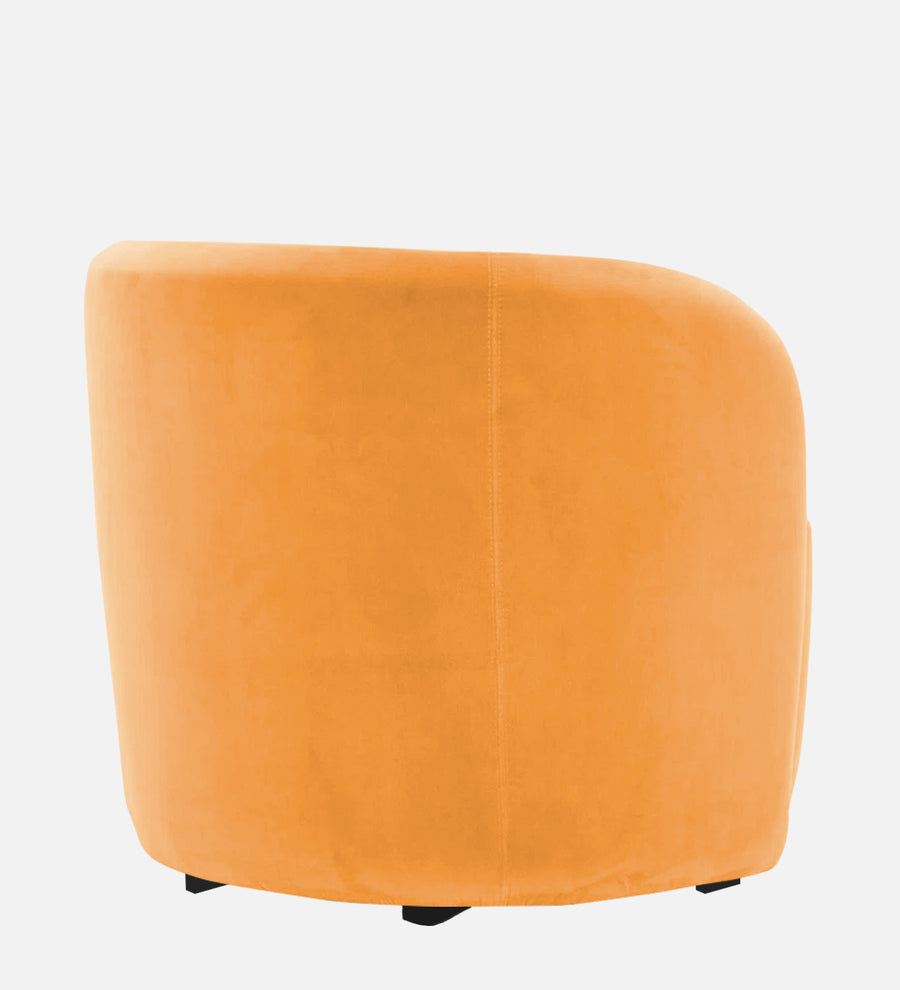 Lucky Velvet Lounge Chair In Tangerine Orange Colour - Febonic Living