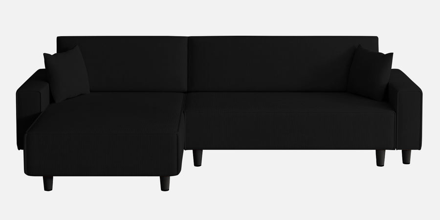 Peach Fabric Rhs 6 Seater Sofa Cum Bed With Storage In Zed Black Colour - Febonic Living