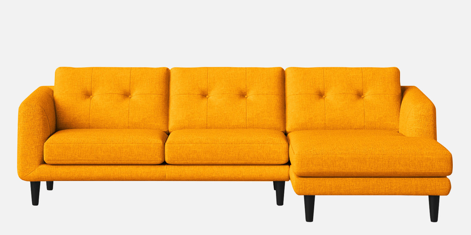 Natasha Velvet LHS Sectional Sofa (3+Lounger) in Saffron Yellow Colour