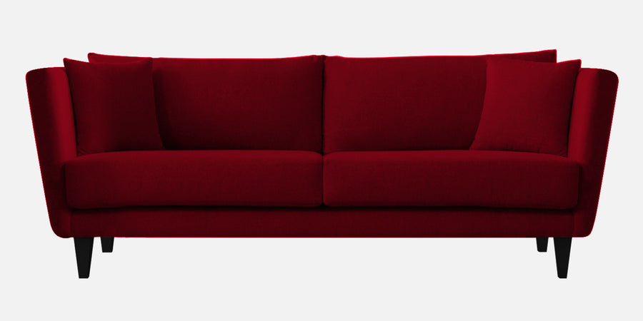 Norway Velvet 3 Seater Sofa In Cherry Red Colour - Febonic Living