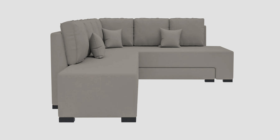 Corby Velvet Rhs 6 Seater Convertible Sofa Cum Bed In Echo Grey Colour - Febonic Living