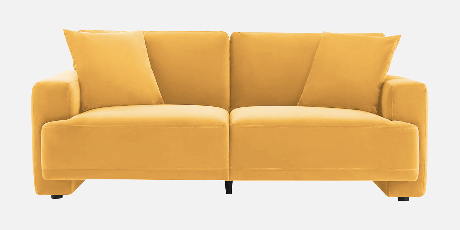 Kosta Velvet 2 Seater Sofa in Turmeric Yellow Colour