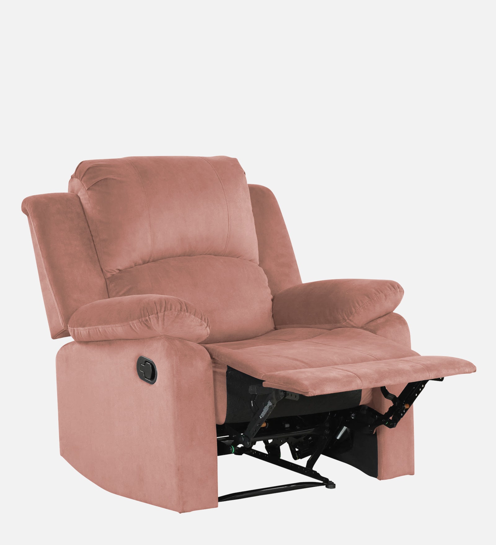 Henry Velvet Manual 1 Seater Recliner In Blush pink Colour