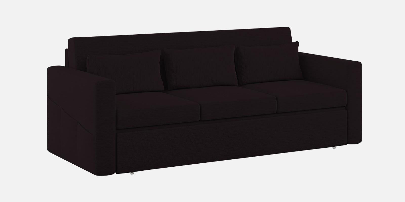 River Fabric 3 Seater Pull Out Sofa Cum Bed In Cara Brown Colour