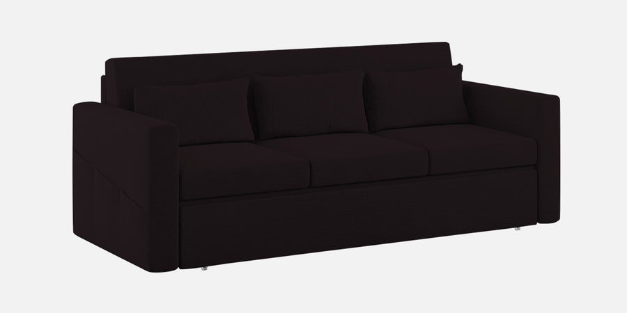 River Fabric 3 Seater Pull Out Sofa Cum Bed In Cara Brown Colour - Febonic Living