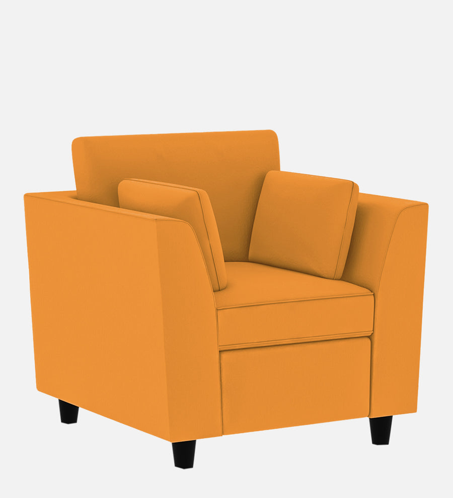 Bristo Velvet 1 Seater Sofa In Tangerine Orange Colour With Storage - Febonic Living