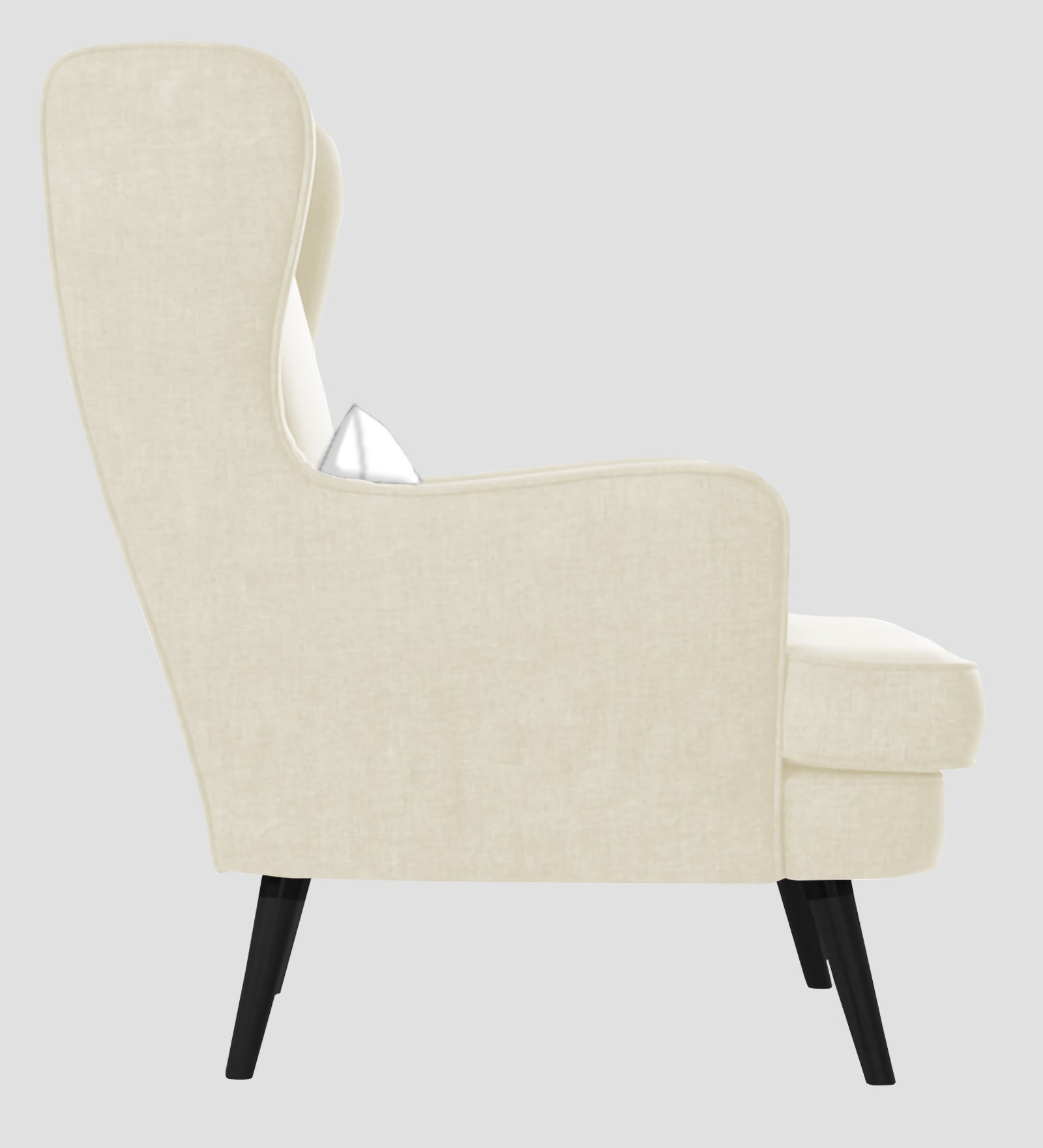 Niya Velvet 1 Seater Wing Chair in Warm White Colour