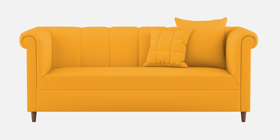 Rubi Velvet 3 Seater Sofa In Safforn Yellow Colour - Febonic Living