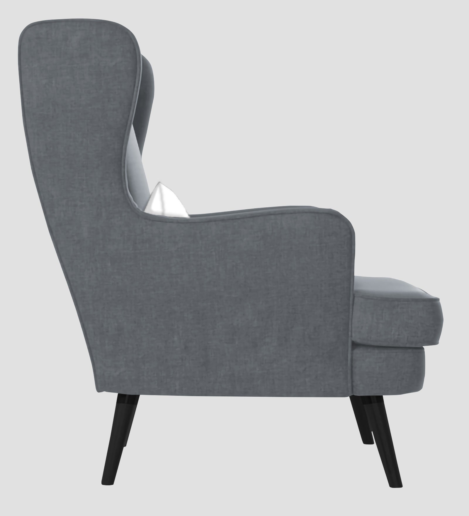 Niya Velvet 1 Seater Wing Chair in Pubble Grey Colour