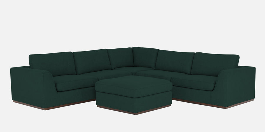 Freedom Velvet 6 Seater Rhs Corner Sofa In Forest Green Colour With Ottoman - Febonic Living