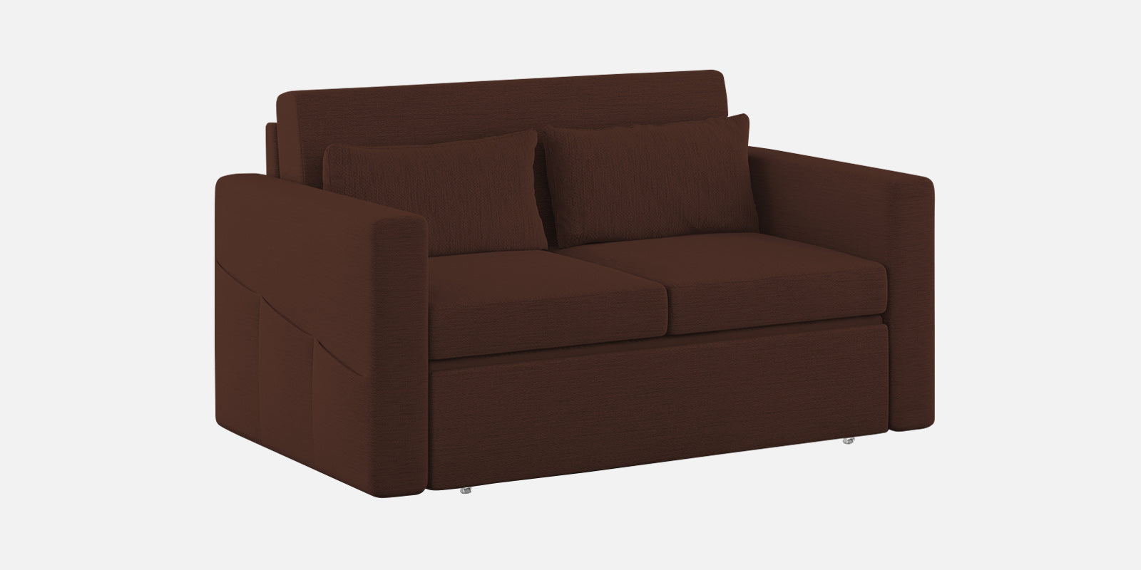 River Fabric 2 Seater Pull Out Sofa Cum Bed In Coffee Brown Colour