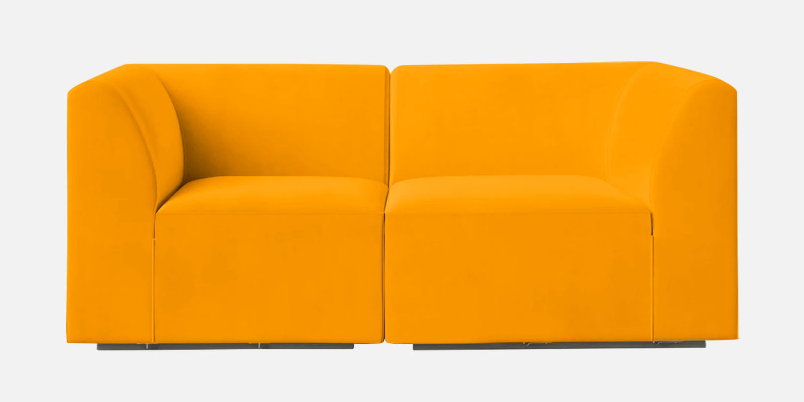 Bufa Velvet 2 Seater Sofa in Saffron yellow Colour With Storage