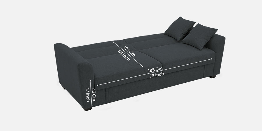 Bony Fabric 3 Seater Convertible Sofa Cum Bed In Duby Grey Colour - Febonic Living