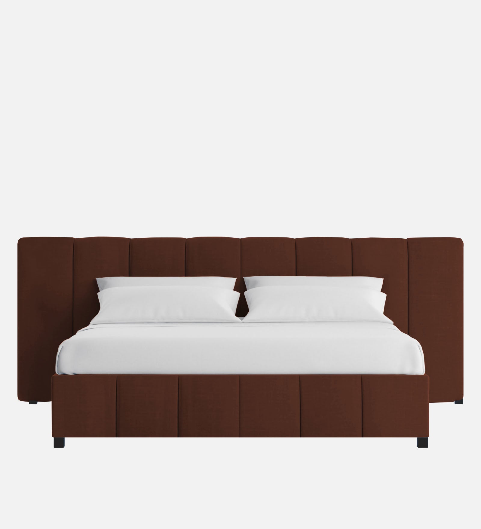 Nora Fabric King Size Bed In Coffee Brown Colour