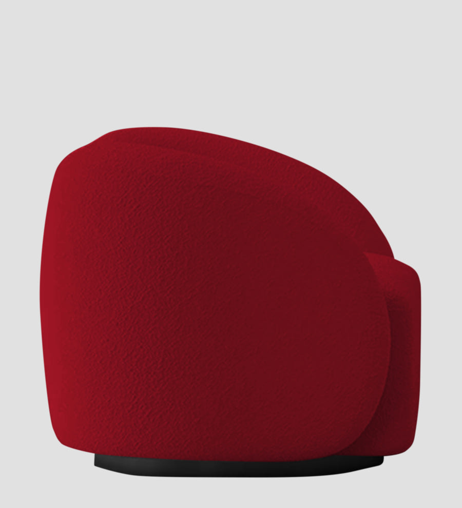 Miles Boucle Fabric Swivel Chair In Candy Red Colour - Febonic Living