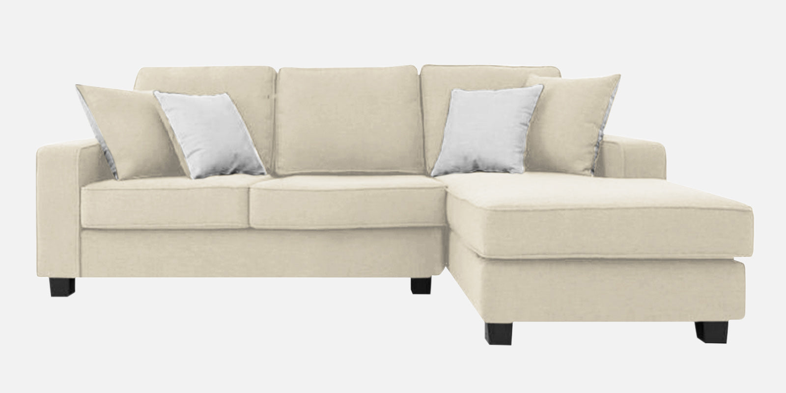 Ladybug Fabric LHS Sectional Sofa (2+Lounger) In Ivory Cream Colour