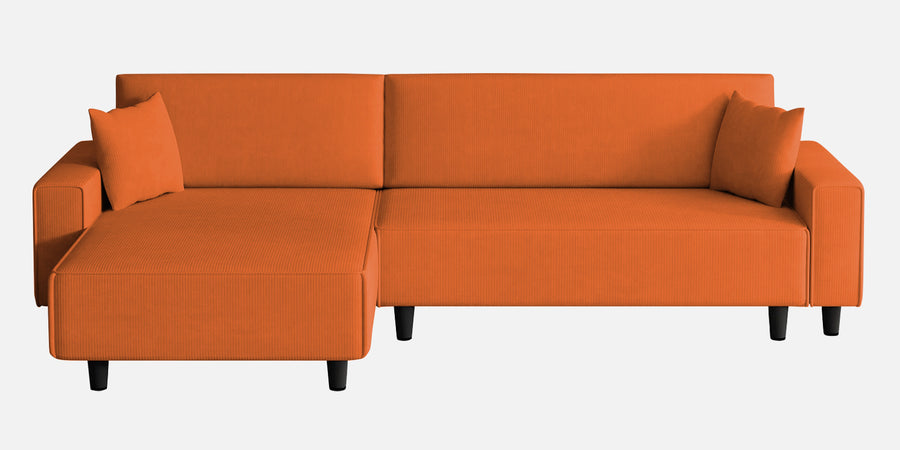 Peach Fabric Rhs 6 Seater Sofa Cum Bed With Storage In Vivid Orange Colour - Febonic Living