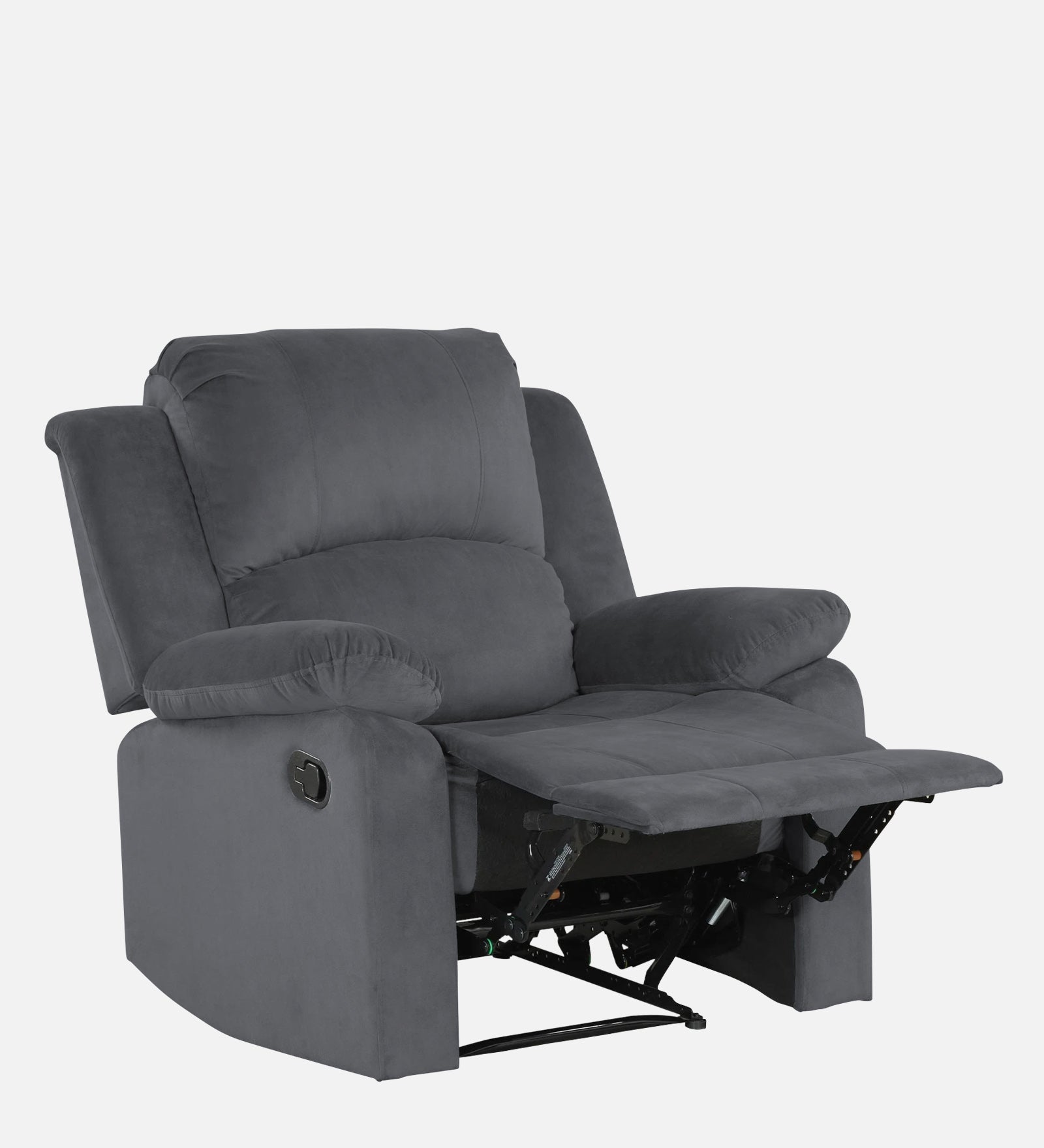 Henry Velvet Manual 1 Seater Recliner In Pubble grey Colour