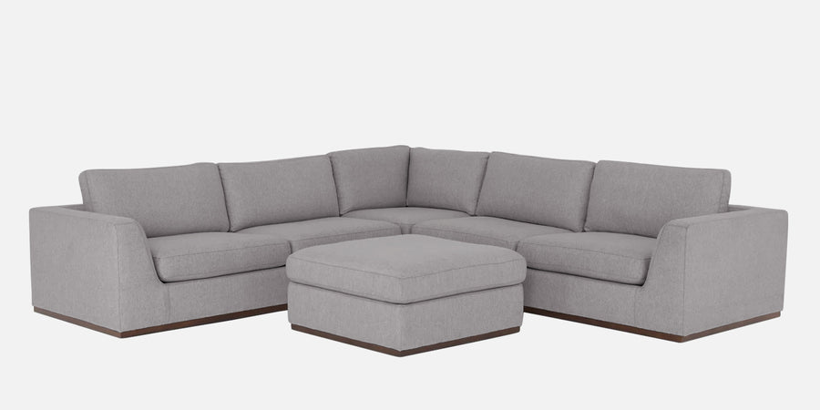 Freedom Velvet 6 Seater Lhs Corner Sofa In Concrete Grey Colour With Ottoman - Febonic Living