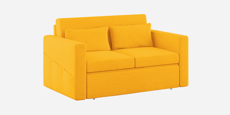 River Fabric 2 Seater Pull Out Sofa Cum Bed In Bold Yellow Colour - Febonic Living