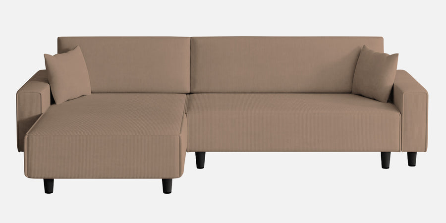 Peach Fabric Rhs 6 Seater Sofa Cum Bed With Storage In Cookie Beige Colour - Febonic Living
