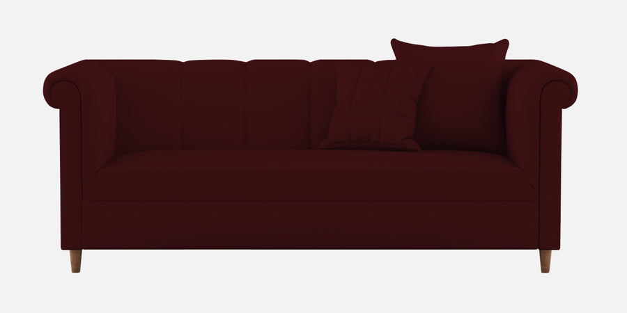 Rubi Velvet 3 Seater Sofa In Blood Maroon Colour - Febonic Living