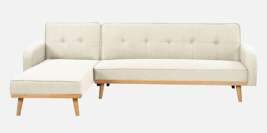 Zuno Fabric Rhs Convertible Sofa Cum Bed In Ivory Cream Colour - Febonic Living