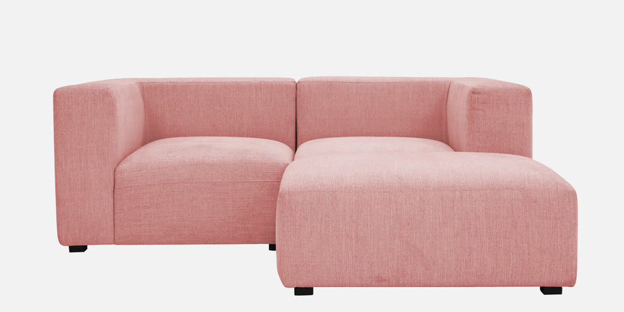 Dora Velvet Lhs Sectional Sofa 2 Ottoman Lounger In Millennial Pink Colour - Febonic Living