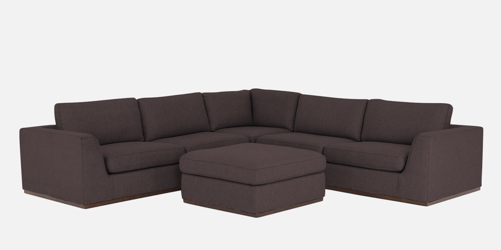 Freedom Velvet 6 Seater RHS Sectional Sofa In Mocha Brown Colour With Ottoman