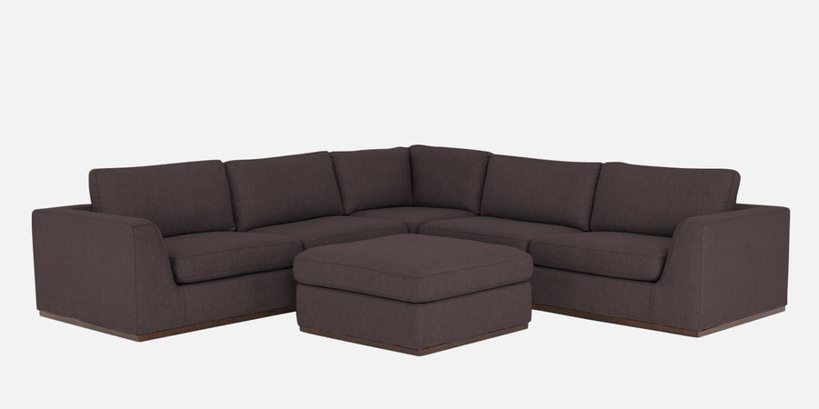 Freedom Velvet 6 Seater Rhs Corner Sofa In Mocha Brown Colour With Ottoman - Febonic Living