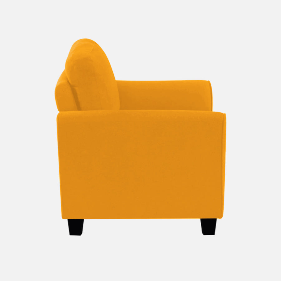 Daroo Velvet 1 Seater Sofa In Safforn Yellow Colour - Febonic Living