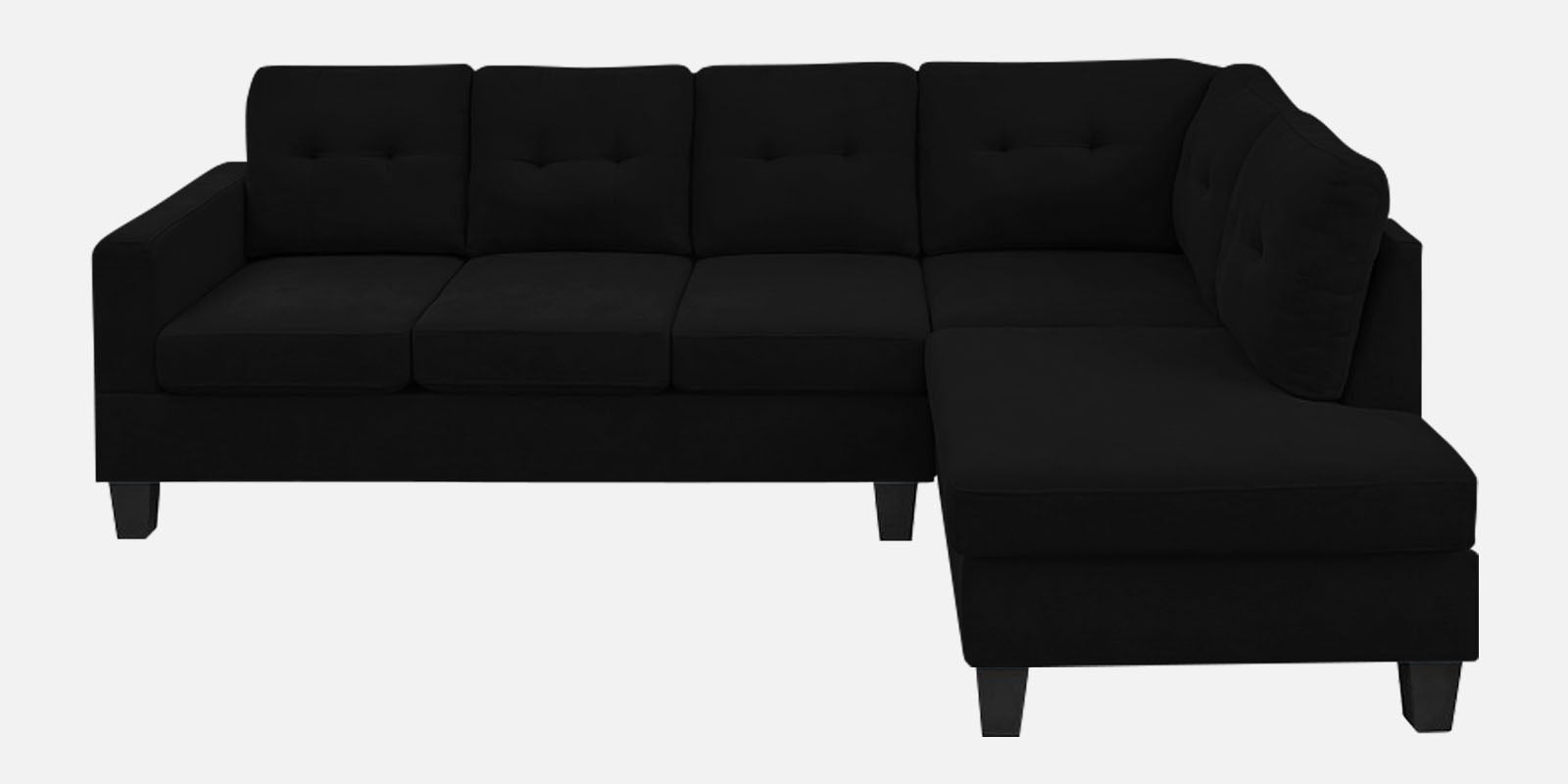 Thomas Fabric LHS Sectional Sofa (3+Lounger) in Zed Black Colour