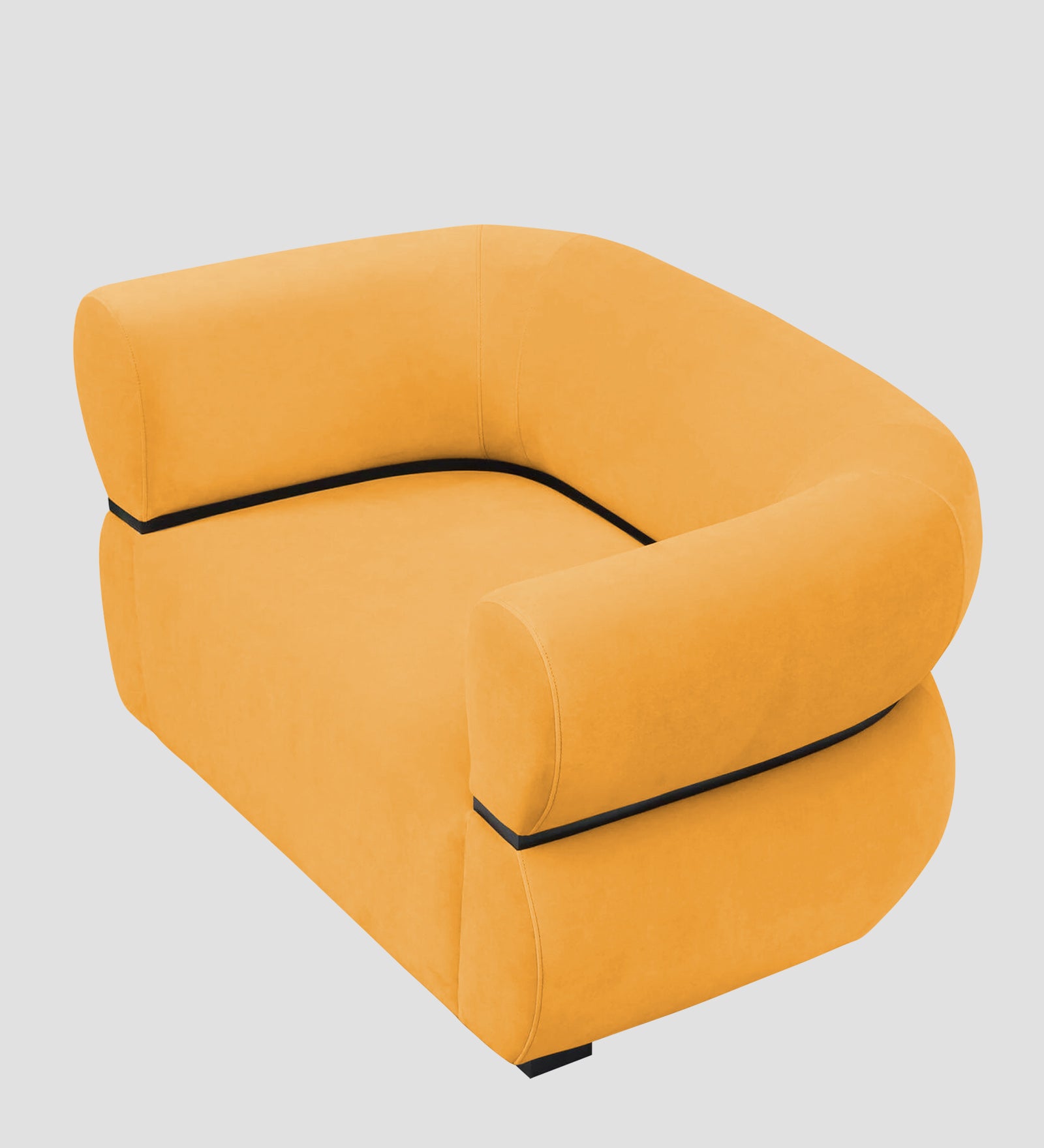 Kula Velvet 1 Seater Sofa In Safforn Yellow Colour