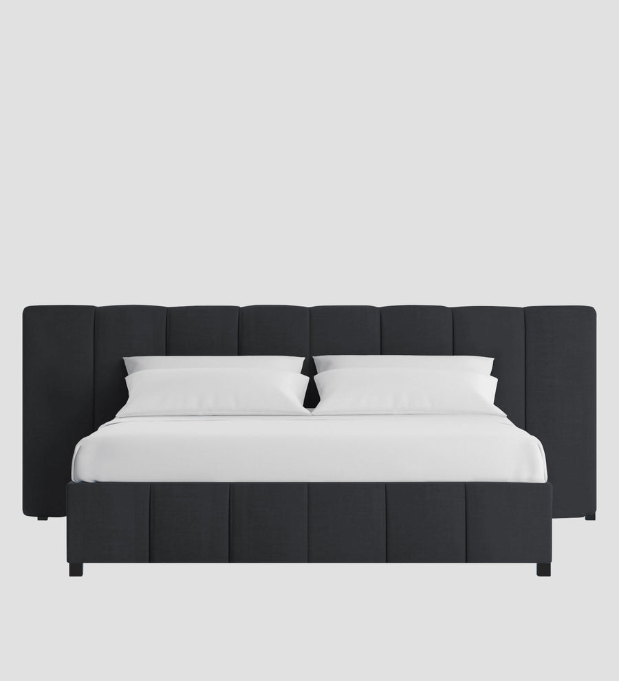 Nora Fabric Upholstered King Size Bed In Charcoal Grey Colour With Box Storage - Febonic Living