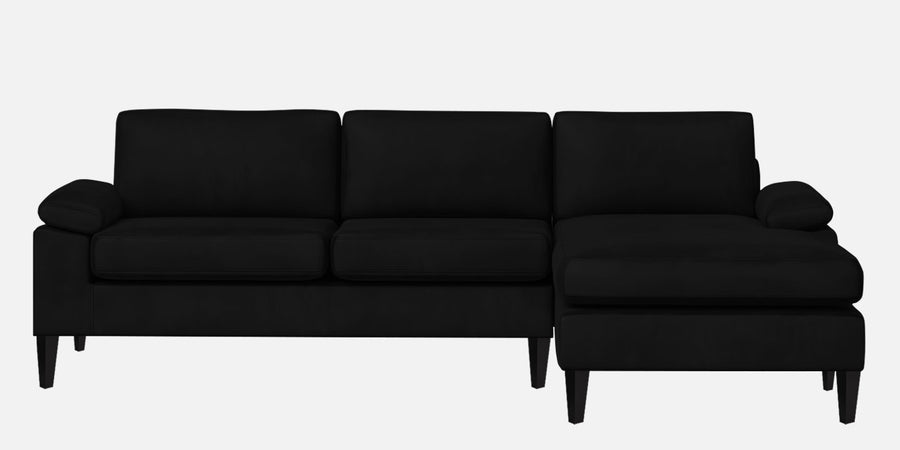 Vegas Velvet Lhs Sectional Sofa 3 Lounger In Adam Black Colour - Febonic Living