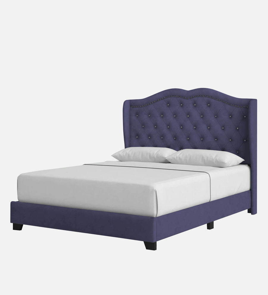 Blake Fabric Upholstered Queen Size Bed In Slate Blue Colour - Febonic Living