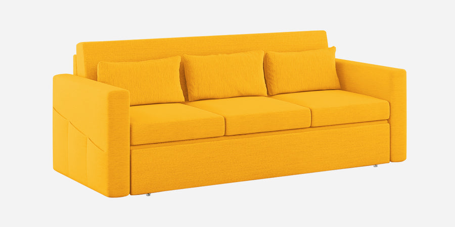 River Fabric 3 Seater Pull Out Sofa Cum Bed In Bold Yellow Colour - Febonic Living