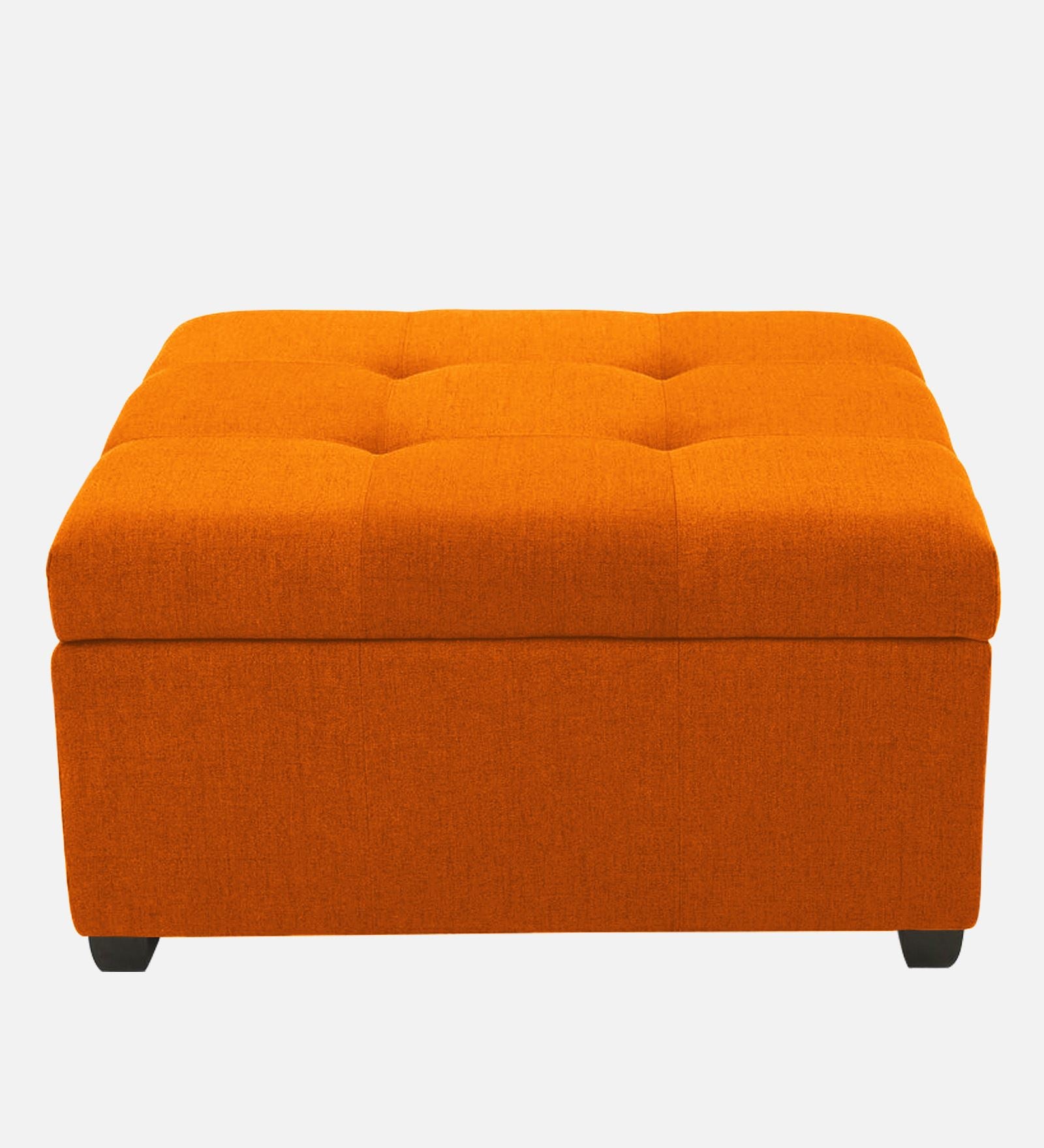 Mubila Fabric Ottoman In Vivid Orange Colour With Storage