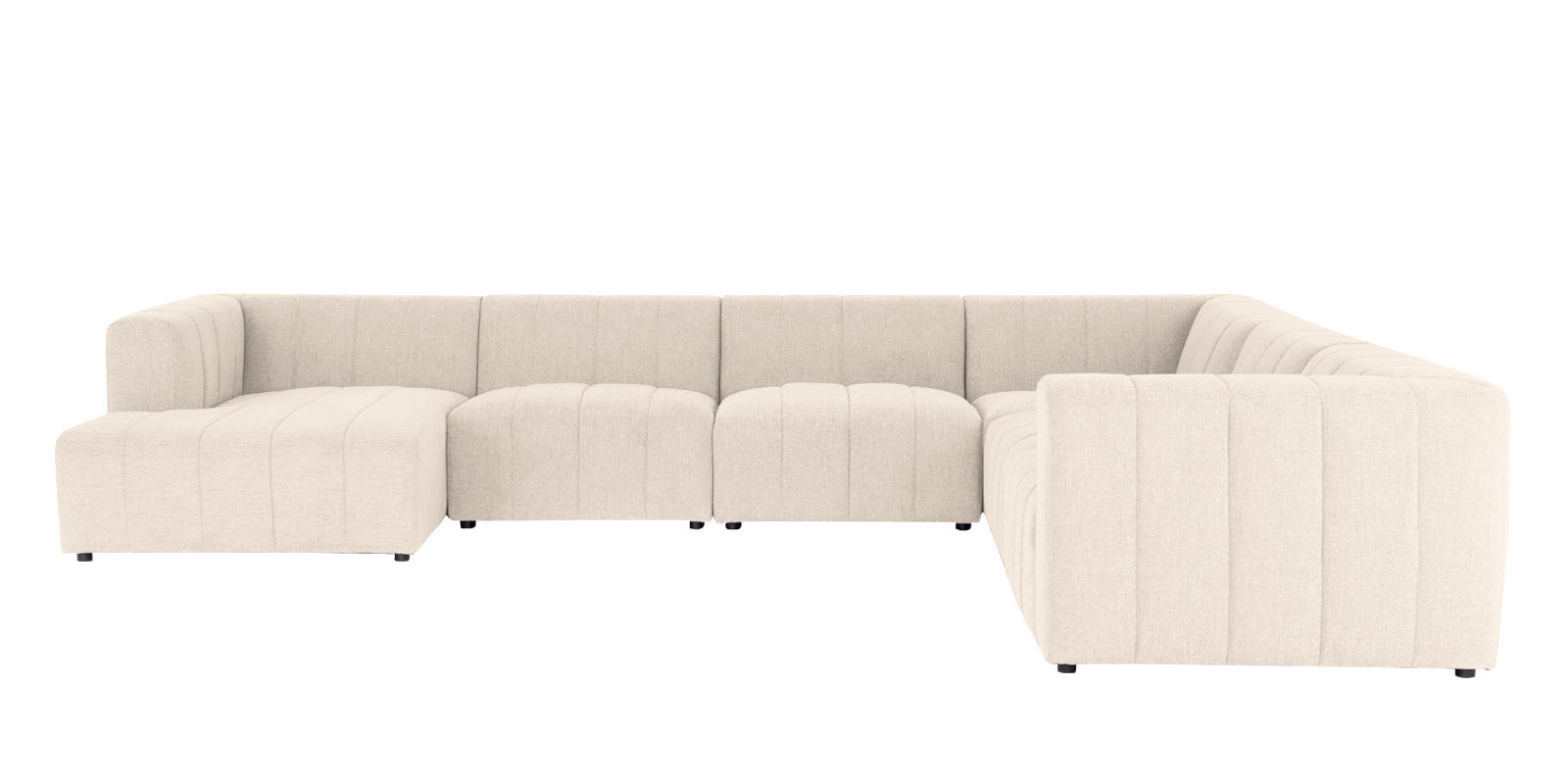 Damo Fabric RHS 8 Seater Sectional Sofa In Ivory Beige Colour