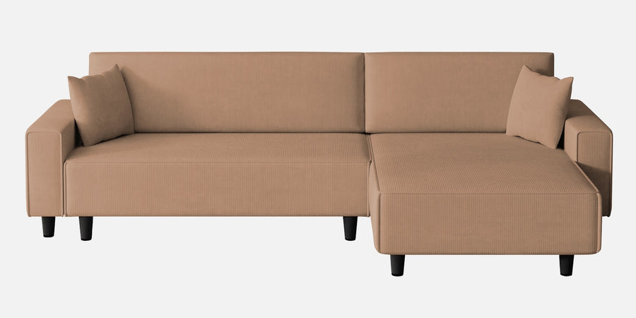 Peach Fabric Lhs 6 Seater Sofa Cum Bed With Storage In Cosmic Beige Colour - Febonic Living