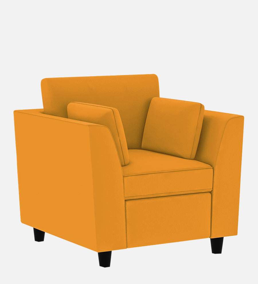 Bristo Velvet 1 Seater Sofa In Safforn Yellow Colour With Storage - Febonic Living