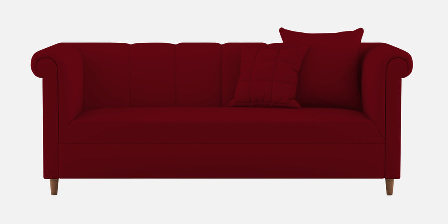 Rubi Velvet 3 Seater Sofa In Cherry Red Colour - Febonic Living