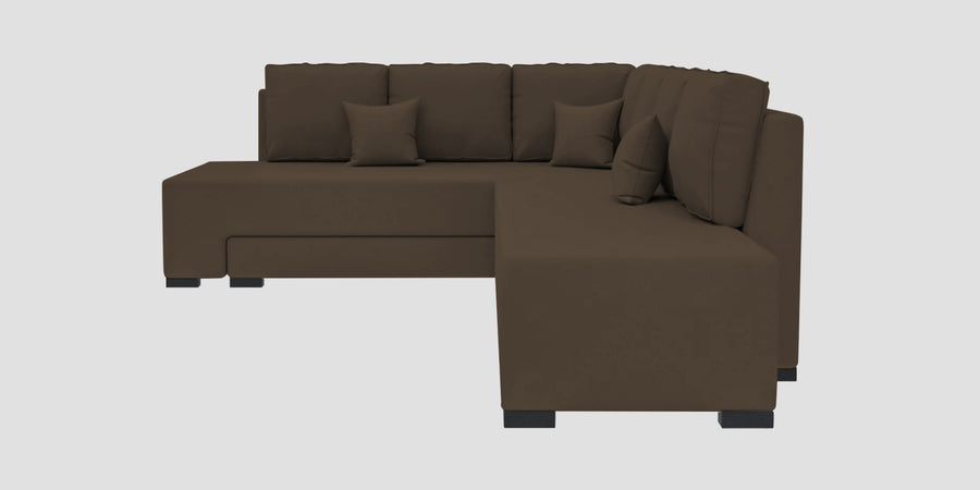 Corby Velvet Lhs 6 Seater Convertible Sofa Cum Bed In Shade Brown Colour - Febonic Living