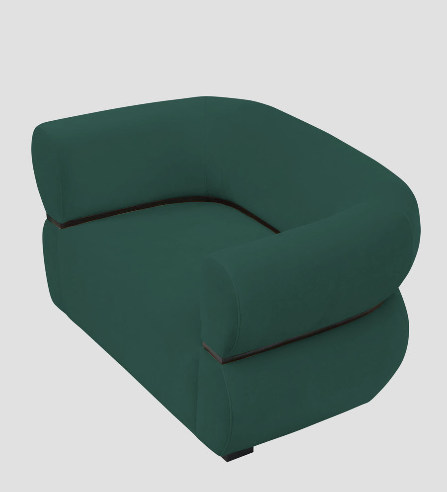 Kula Velvet 1 Seater Sofa In Amazon Green Colour - Febonic Living